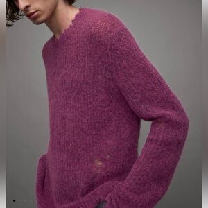 All Saints Bleaker Oversized Distressed Crew Sweater